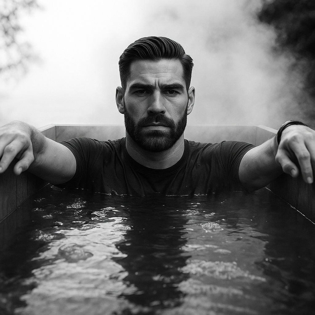 Chad in his daily ice bath ritual